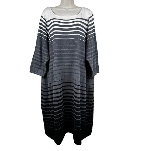 Lauren Ralph Lauren Sweater Dress Sheath Striped Cotton Gray 3X Classic Office - Picture 2 of 10